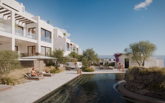 Panoramic views of the Mediterranean Sea in a beachfront resort